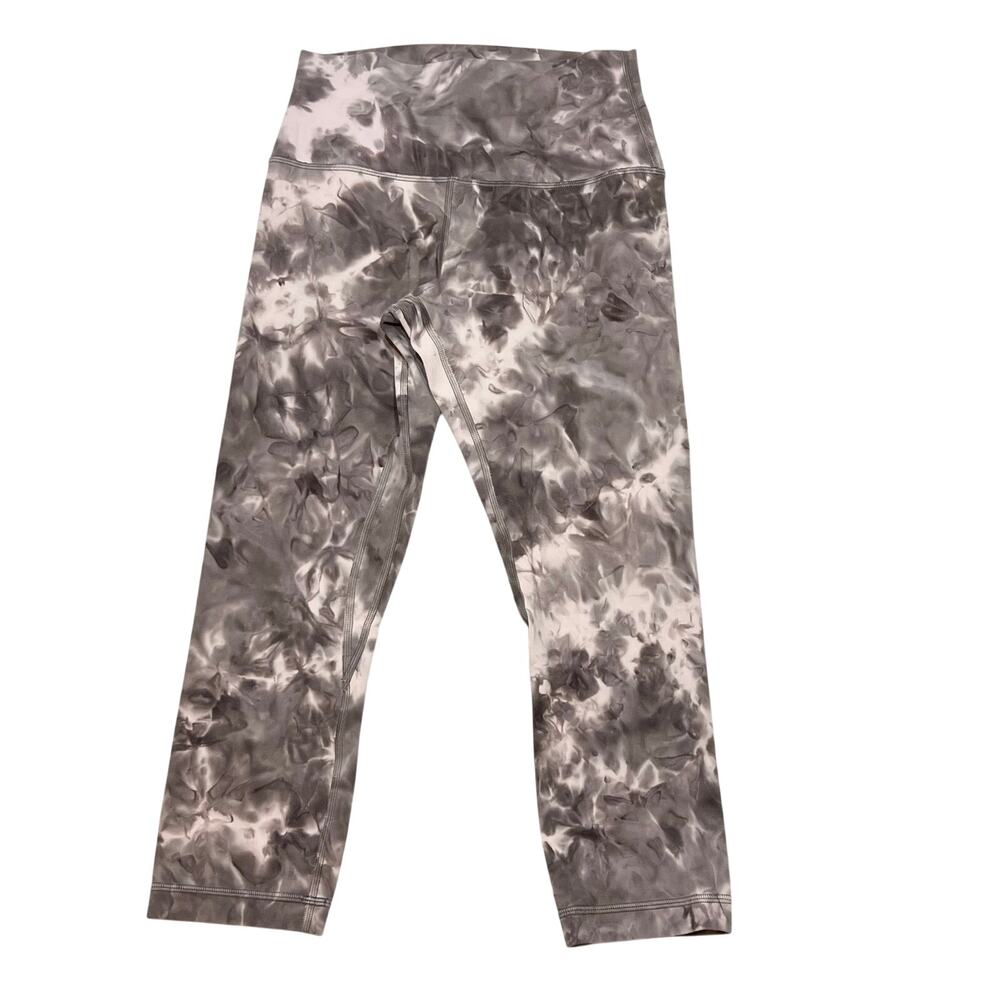 Lululemon Align Crop Leggings Women 6 Grey White Tie Dye High Rise Yoga